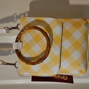 Yellow and White Carlos Santana Checkered Women's Bag